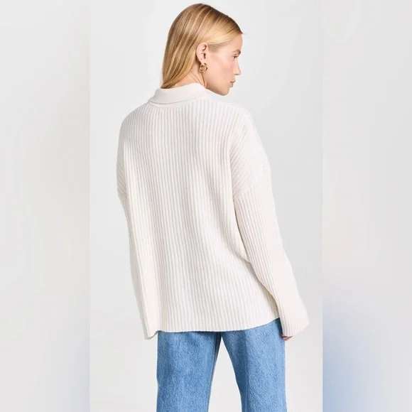 NEW Reformation Fantino Cashmere Collared Cardigan In Gossamer Size XL - Picture 14 of 17